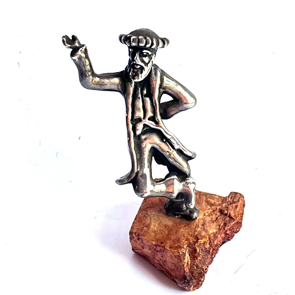 Ben Zion Vintage Israel Judaica Dancing Hassidic 925 Sterling Statue